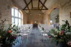 Stone Barn set up for a wedding ceremony