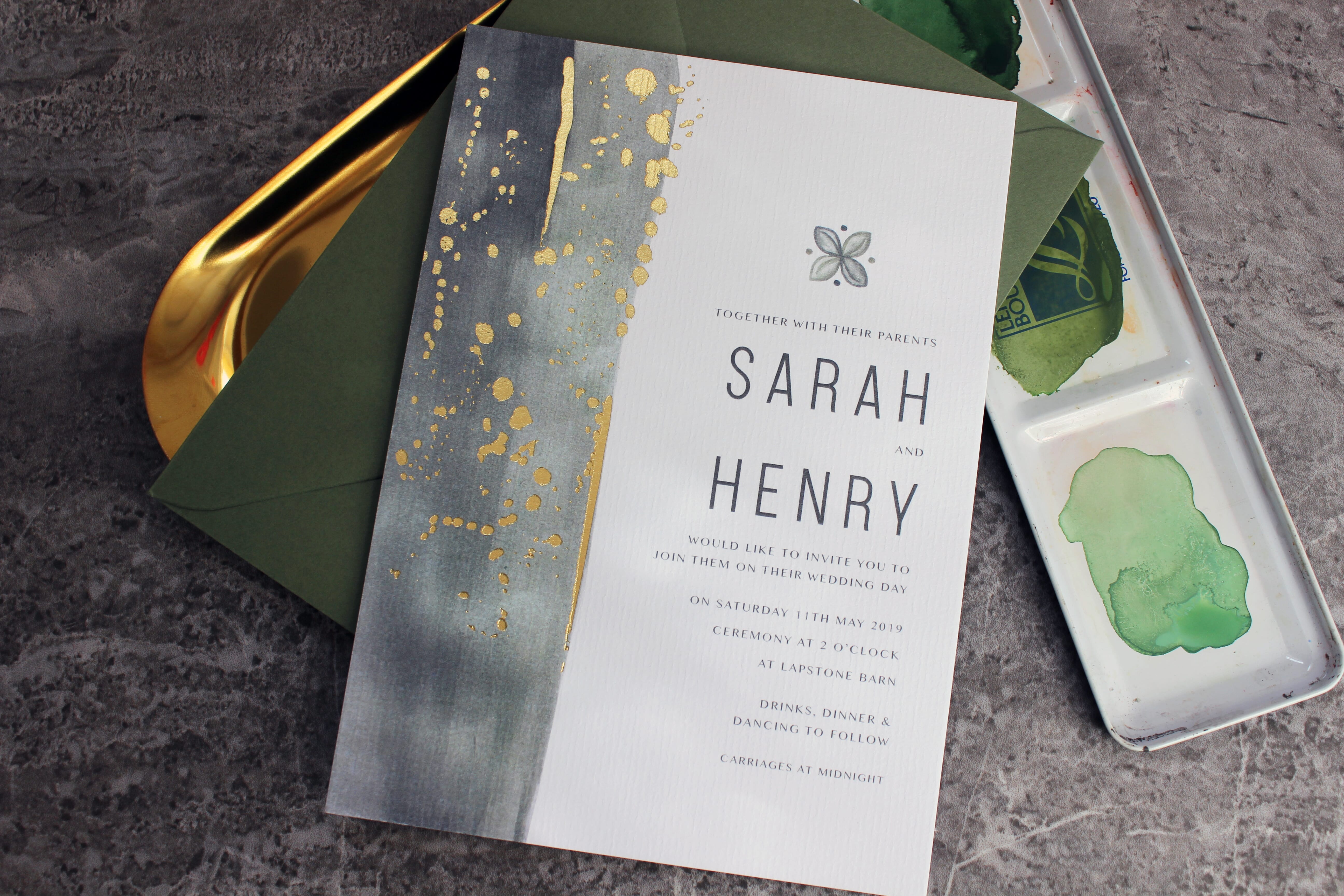 Bespoke invitation designed exclusively for Lapstone Barn